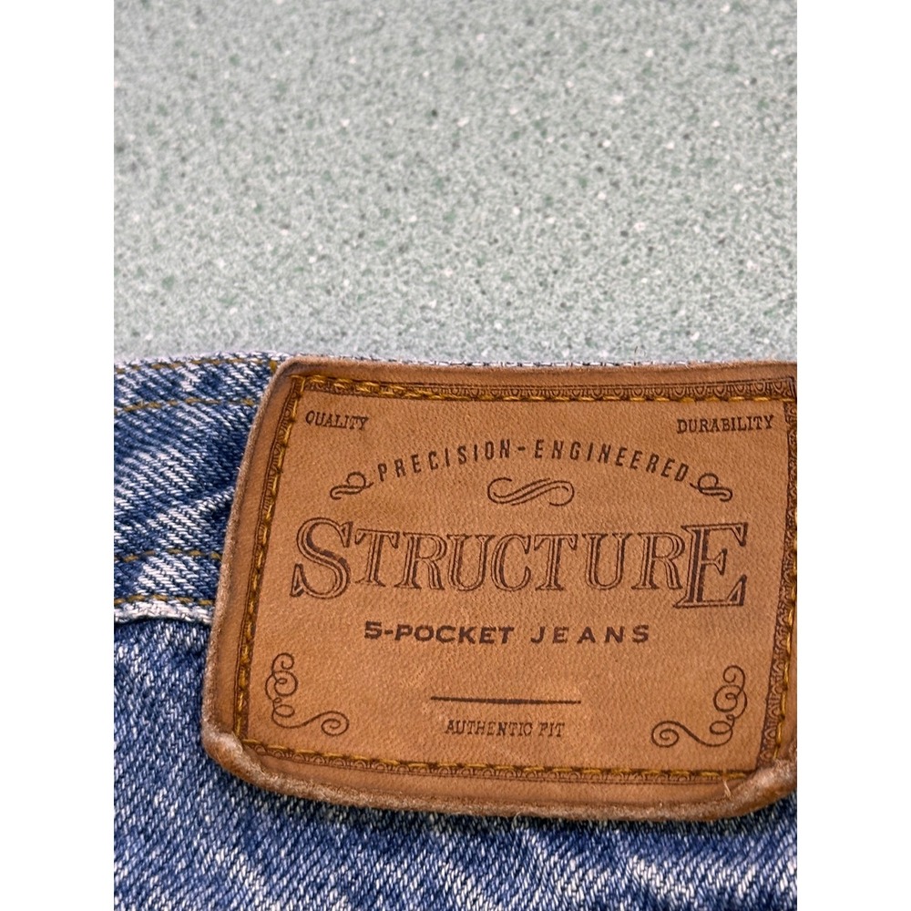 Vintage 1990 Structure Relaxed Taper Mens Jeans 38x34 Measures 36x32 Made in USA - Picture 7 of 10